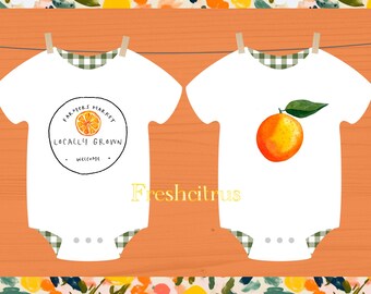 Lokaal geteelde boerenmarkt babyshower banner citrus sinaasappel 1e verjaardagsfeestje afdrukbare instant download