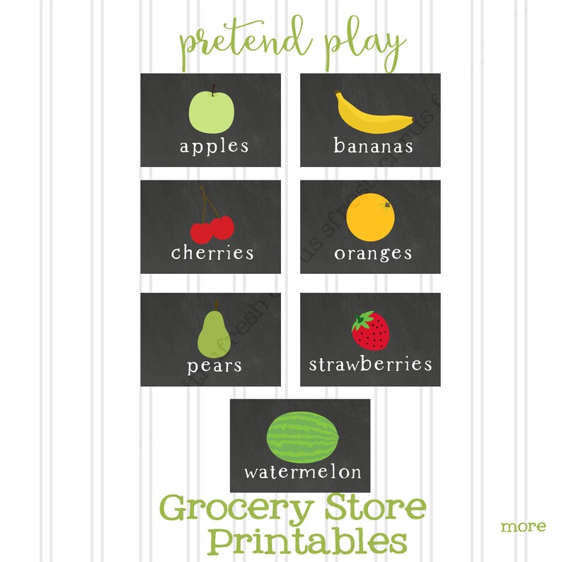 Grocery Store Printables Pretend Play Market Printable Instant Download image 2