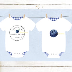 Lokal gewachsene Farmers Market Baby Shower Blueberry 1st Birthday Banner printable sofort Download