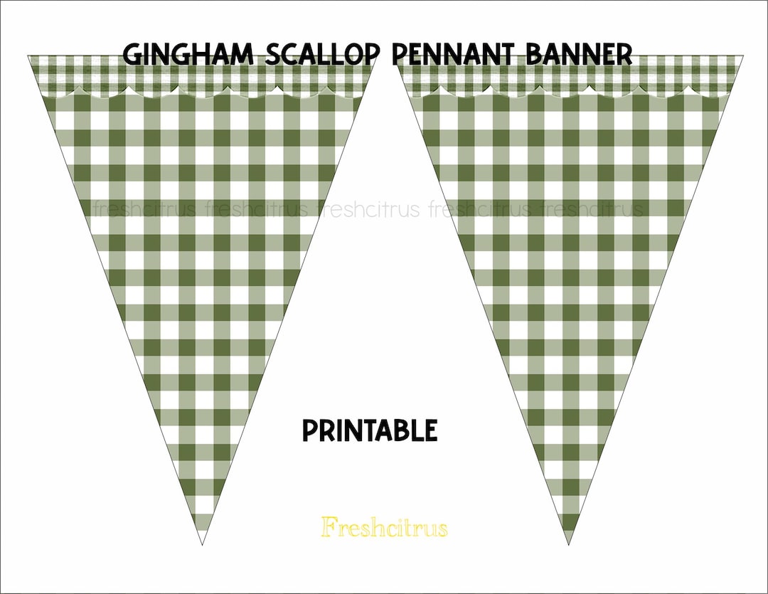 Green Gingham Pennant Flag Banner With Scalloped Edge Farmers Market Green  Printable Instant Download - Etsy, image size:1080x835