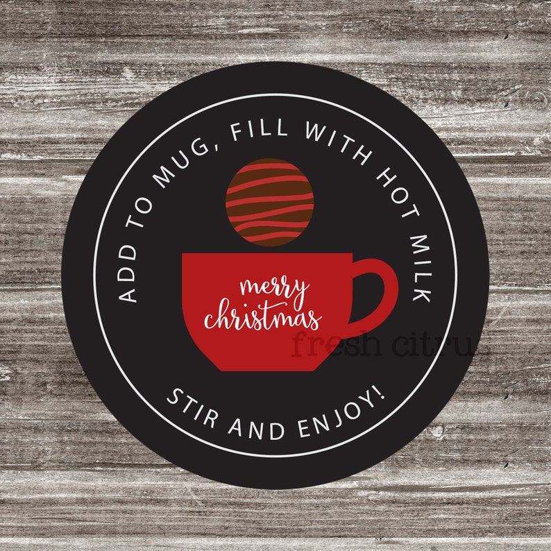 Hot Cocoa Bombs Gift Tag or label Merry Christmas Hot