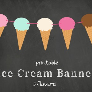 Ice Cream Cones Banner druckbare Eis Party Eis sozial