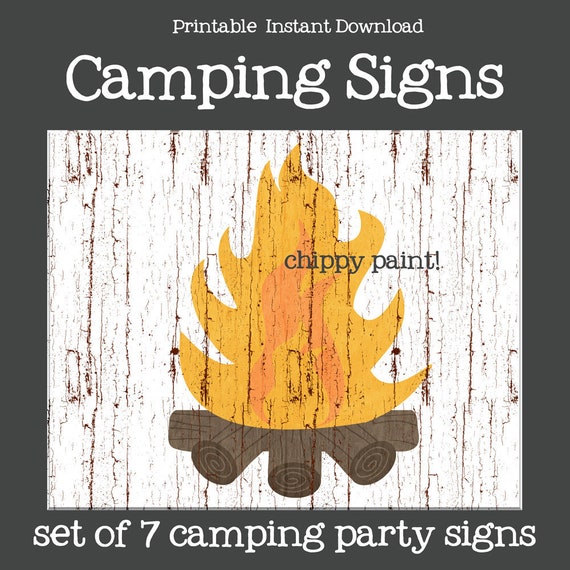 Camping Signs Printable Instant Download Painted Camping Party | Etsy