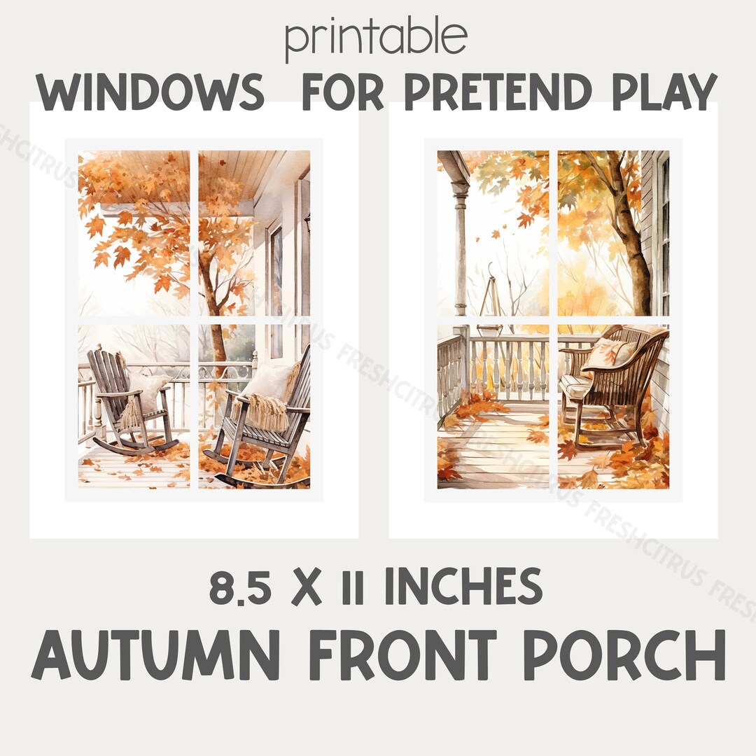 Windows for Pretend Play Autumn Front Porch Rocking Chairs Loveseat ...