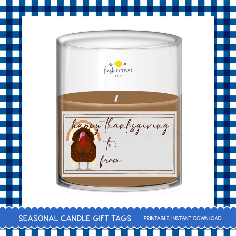 Candle Gift Tag Printable Set of Seasonal Tags Autumn Etsy