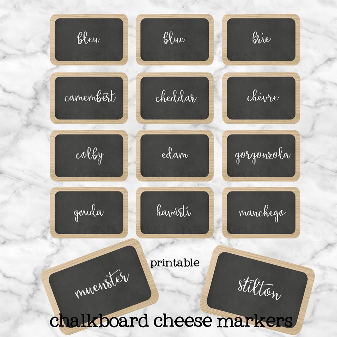 Cheese Markers Printable "chalkboard" Cheese Labels Printable Instant ...