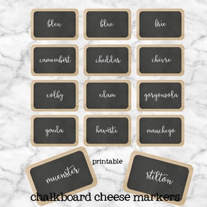 Cheese Markers Printable &quot;Chalkboard&quot; Cheese Labels Printable Instant Download