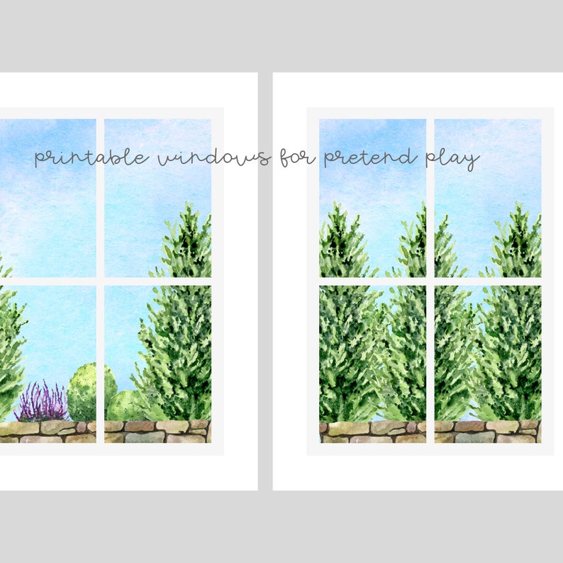 Windows for Pretend Play Pine Trees and Stone Wall Printable Instant ...