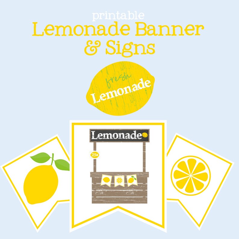 Lemonade Banner Lemonade Stand Lemon Party Banner Printable | Etsy
