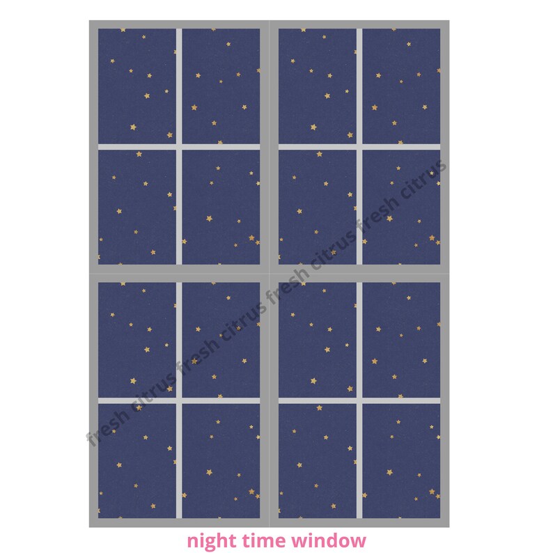 Printable Windows for Pretend Play Day Night and Snowy Windows Printable Instant Download
