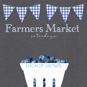 Farmers Markt lokal angebaute Party Zeichen oder Kunstdruck Blaubeeren Printable Instant Download