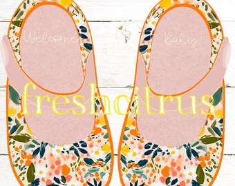 Welcome Baby Banner Baby Shoes Citrus Baby Shower Banner Printable Instant Download