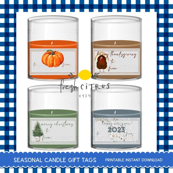 Candle Gift Tag Printable Set of Seasonal Tags Autumn Etsy
