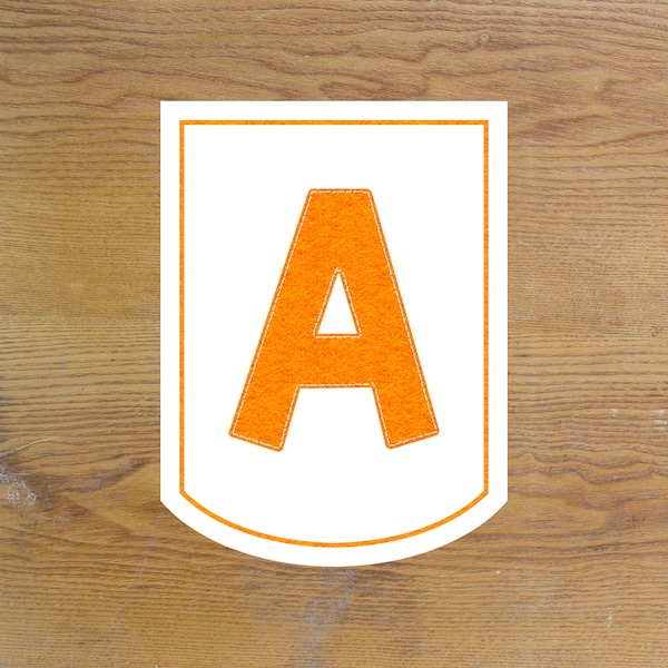 Felt Banner Arch Orange Alphabet with Stitching Printable Instant Download