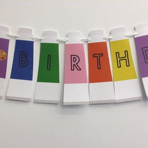 Druckbare Kunst Party Geburtstag Banner Handwerk Party Farbe Tuben Farbe Party Girlande Sofortiger Download
