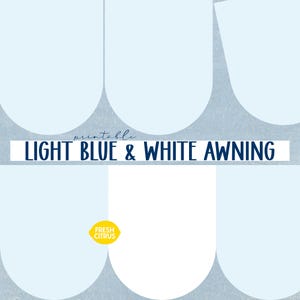 Light Blue and White Striped Awnings Printable Banner Instant Download