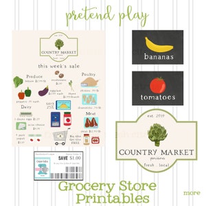 Grocery Store Printables Pretend Play Market Printable Instant Download