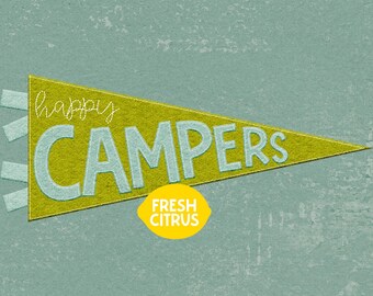 Happy Campers Printable Felt Pennant Instant Download