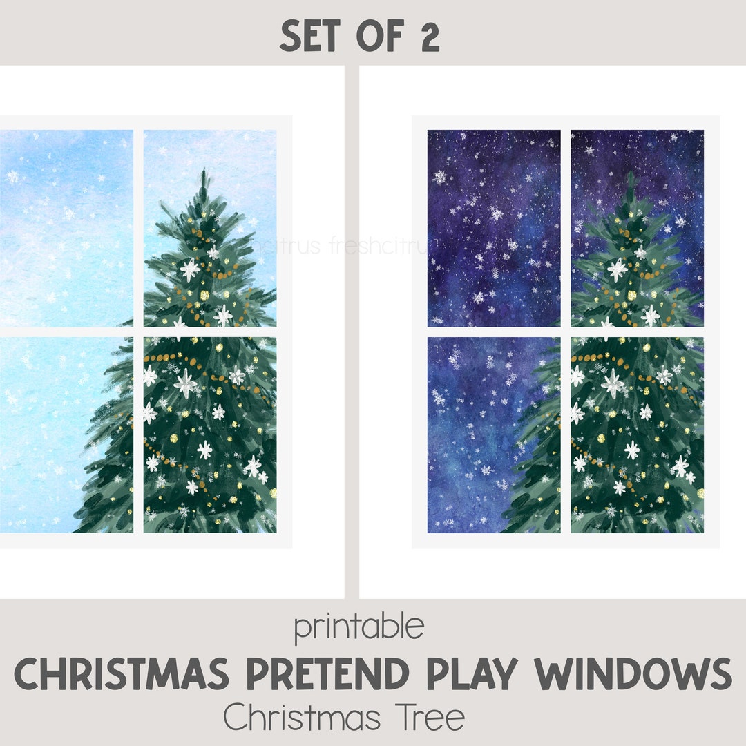 Windows for Pretend Play Christmas Tree Snowy Day and Night Printable ...