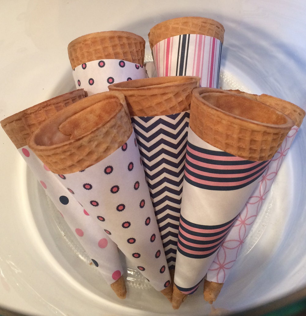 Ice Cream Cone Wrappers Pink and Navy Preppy Summer Party Ice Etsy