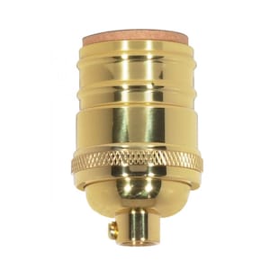 May include: A gold-tone metal light bulb socket with a threaded base and a side screw.