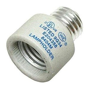 May include: A white ceramic lamp holder with a metal threaded end. The holder is labeled "LISTED 9G334 E204358 8404M LAMPHOLDER" with UL and WE logos.