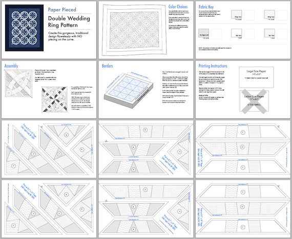 Paper Pieced Double Wedding Ring Pattern Digital Etsy