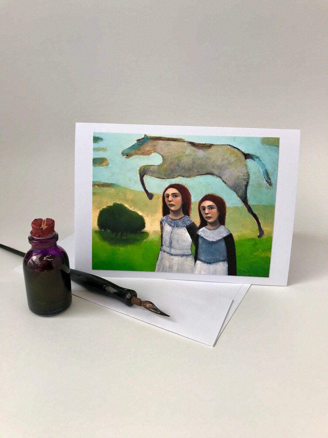 Frameable Art Card From Original Artwork, Blank Note Card, Art Greeting Card, Horse Print, Gifts