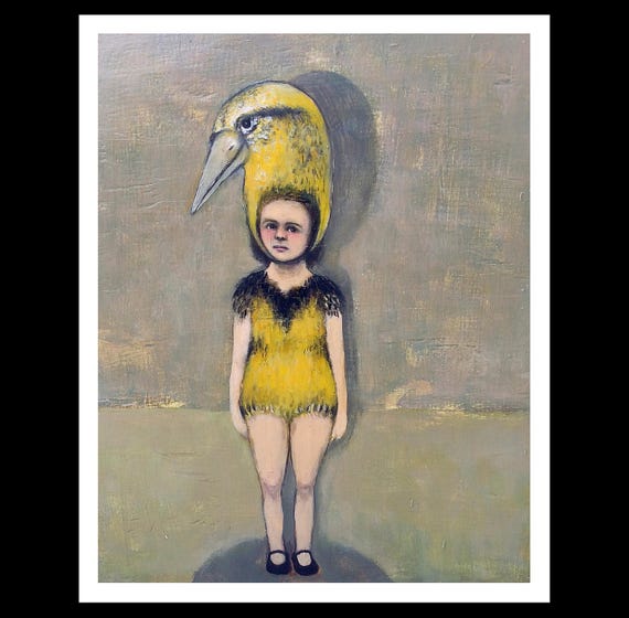Whimsical Ballerina Art Print: Canary Yellow Bird Costume by Shannon Richardson