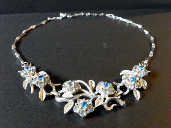 Vintage Signed Silvertone Rhinestone Earrings and… - image 2