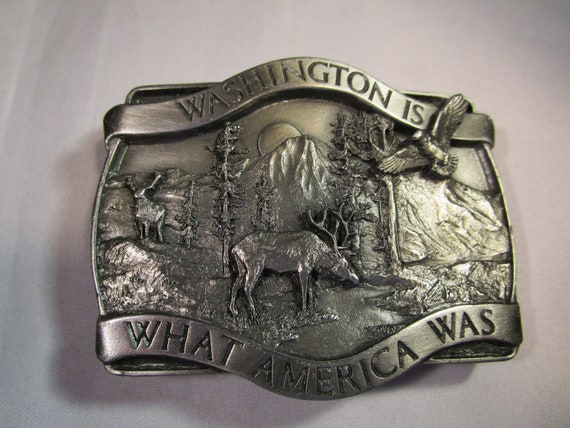 Siskyou Pewter Belt Buckle "Washington is..." 1981 - image 2