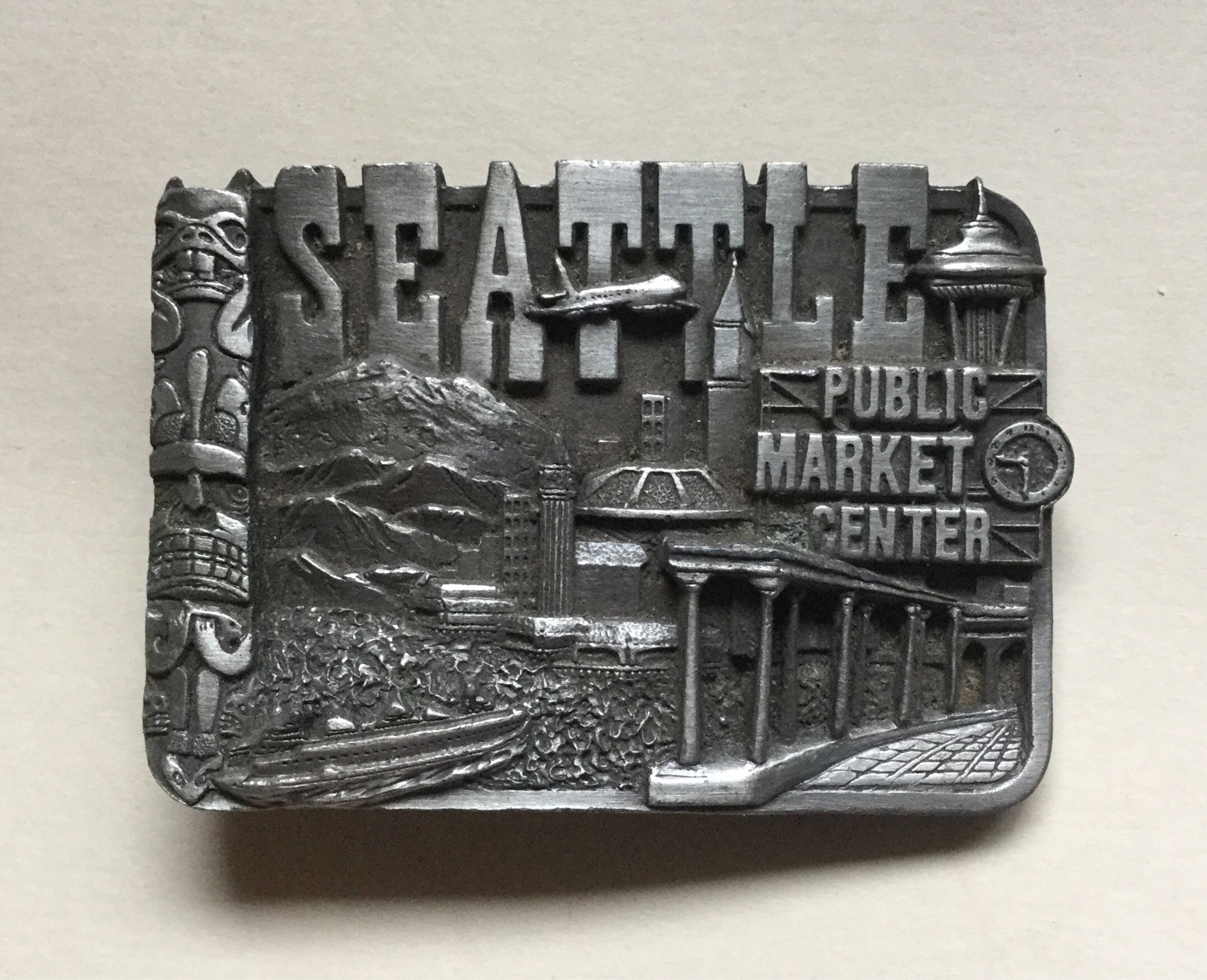 1981 Vintage Siskiyou Buckle Co. SEATTLE, Washington Pewter Belt Buckle