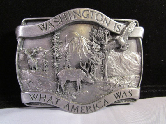 Siskyou Pewter Belt Buckle "Washington is..." 1981 - image 1