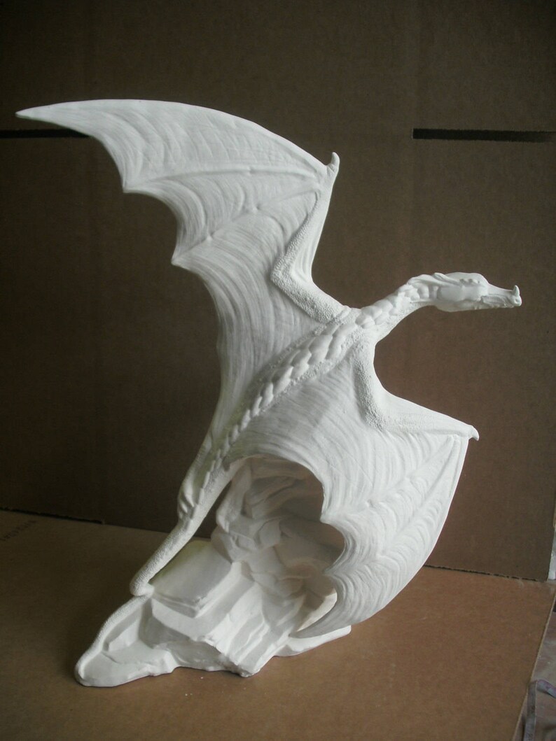 Unpainted ceramic Dragon Soaring dragon MADE TO ODRDER
