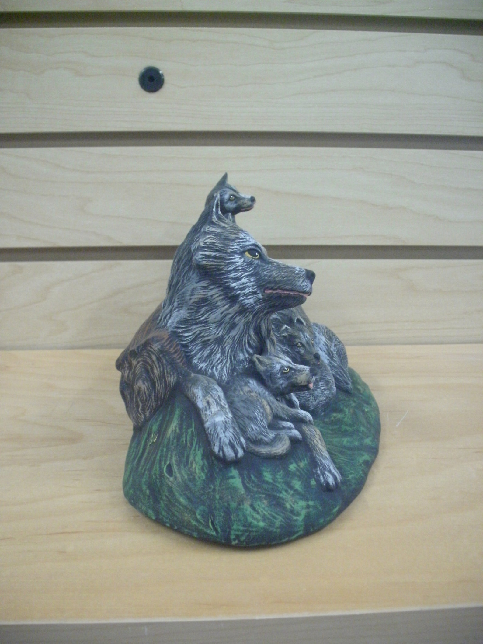 ceramic wolf statue