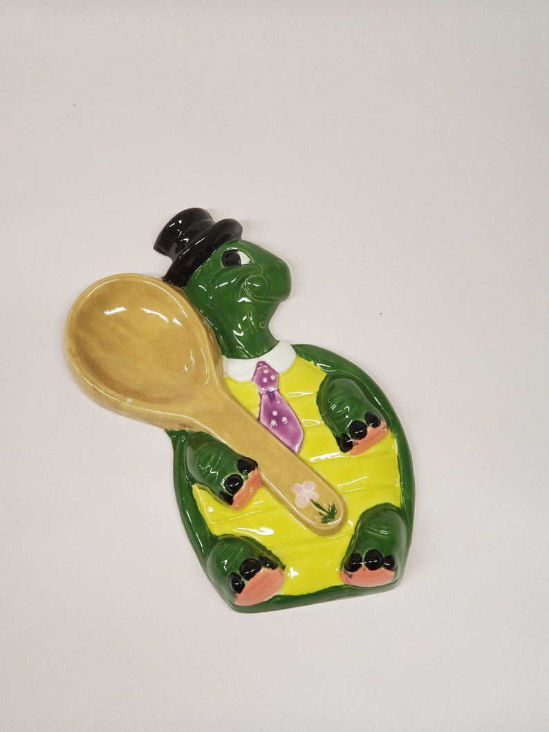 Pottery stoneware cute Turtle Spoon rest Turtle kitchen decor Etsy