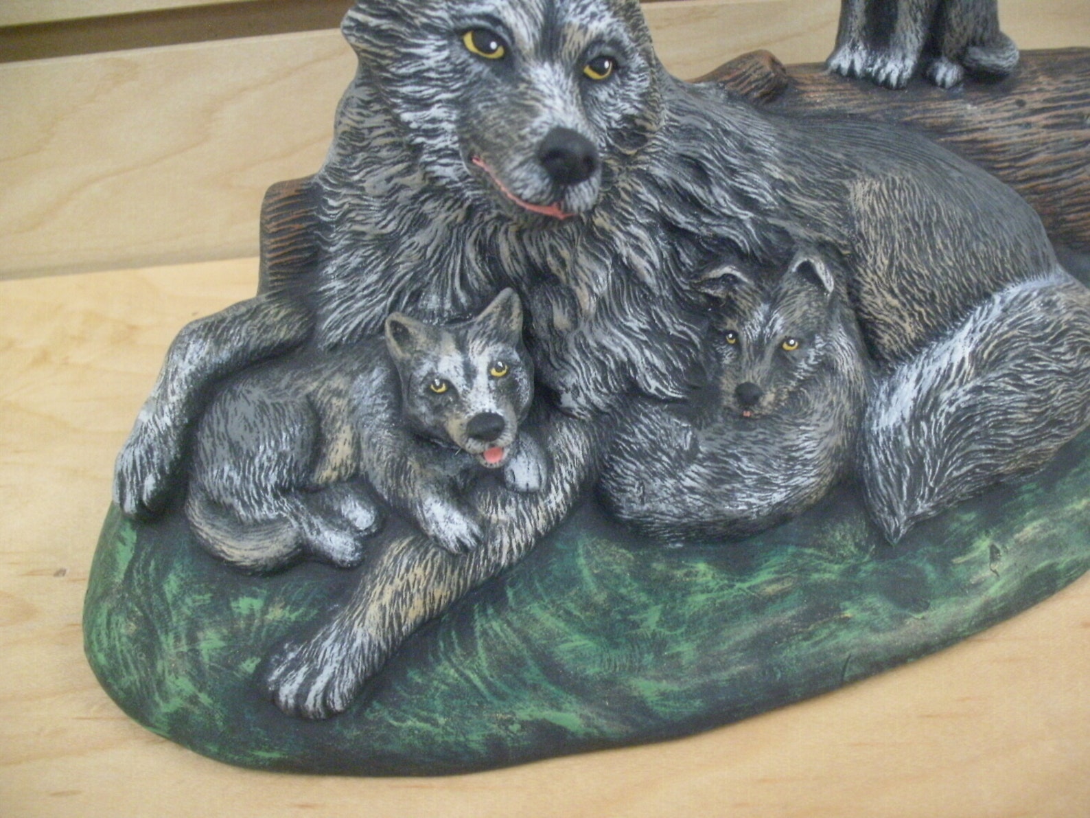 ceramic wolf statue