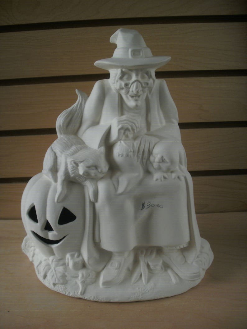 Ready to paint Ceramic witch DIY Halloween Unpainted witch Etsy