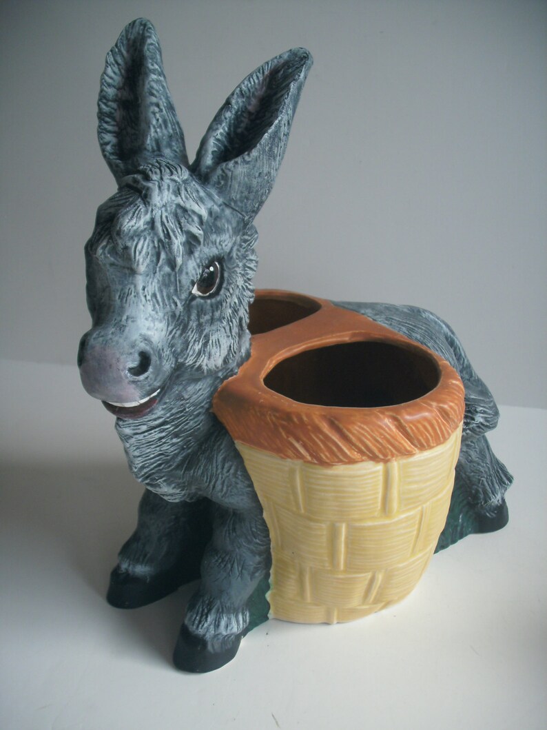 Donkey planter double basket donkey planter donkey flower pot Etsy