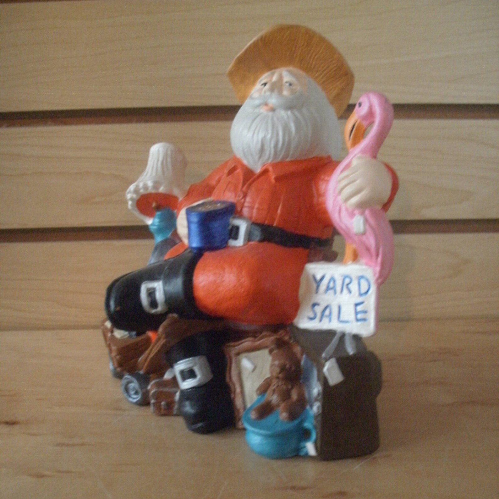 Ceramic Christmas Santa Claus Yard Sale Santa with flamingo Etsy