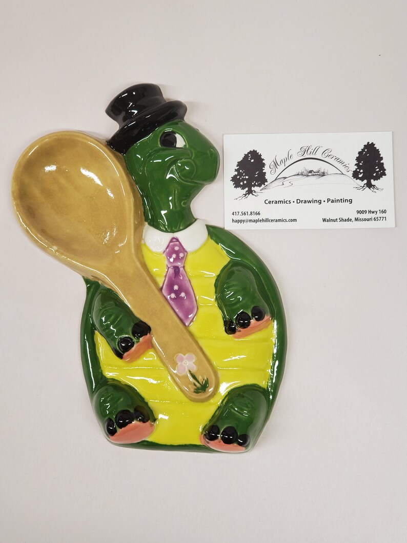 Pottery stoneware cute Turtle Spoon rest Turtle kitchen decor Etsy