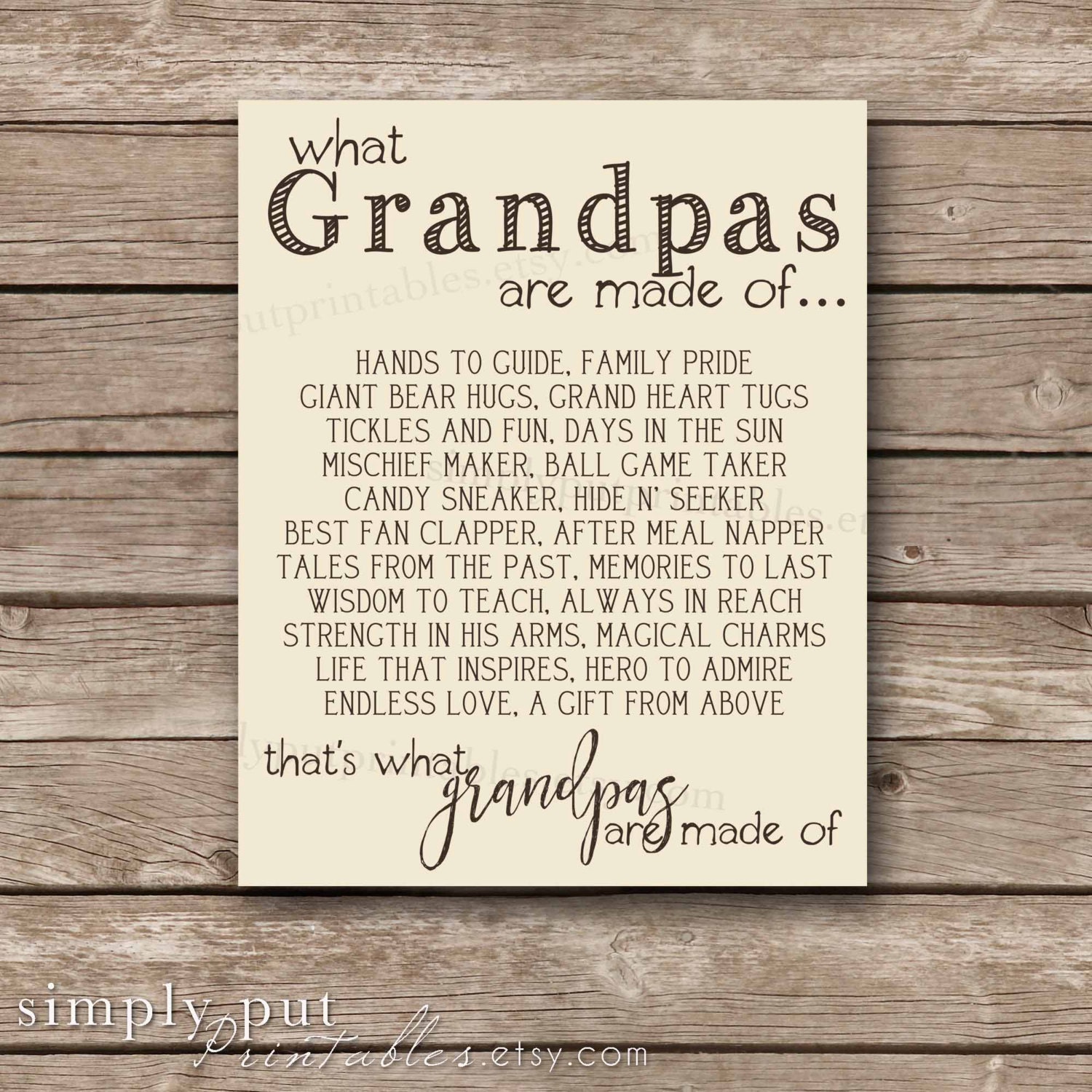 What Grandpas Are Made Of Printable Sign Father s Day Etsy
