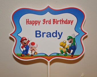 Mario Personalized Name Topper for Centerpieces