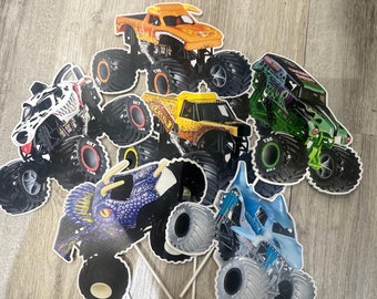 Double Sided Monster Jam Large Centerpiece and Cake Topper