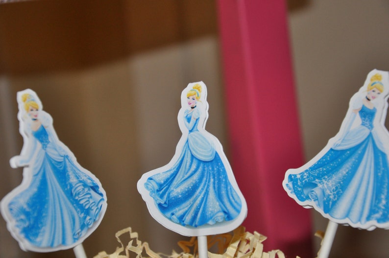 Cinderella Cupcake Toppers Cake Toppers Set of 12 image 1