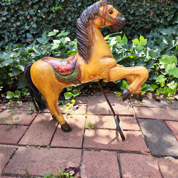 Antique/Vintage Colorful Wood Carousel Horse