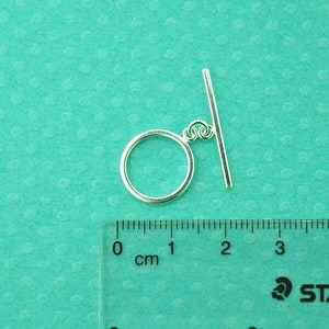 925 sterling silver toggle clasp set, 14mm diameter round toggle loop, 23mm bar with squared edges, 925 stamped, modern jewelry findings