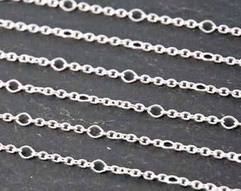 silver long and short chain - sold per foot - 925 sterling silver bulk 9 - 1 - 9 - 1  chain - 3.5 x 3mm oval smooth chain - 0.5mm thick