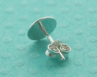 post stud earrings w/ 8 mm tray & butterfly backing - 11 mm sterling silver ear studs - ear nut clutch - 925 stamped