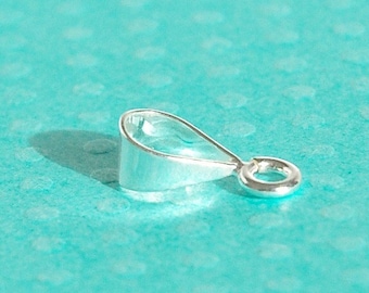 12 mm sterling silver teardrop bail - smooth shiny polished classic basic 12mm necklace pendant charm bail - stamped 925